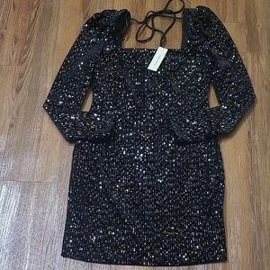 Francesca's Collections Black Sequin Long‎ Sleeve Dress